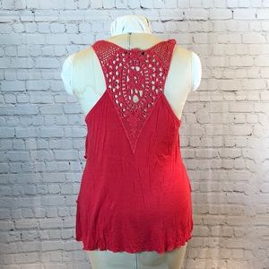 Deb Coral Lace T Back Tiered Top Knit Back Accent Size 1X